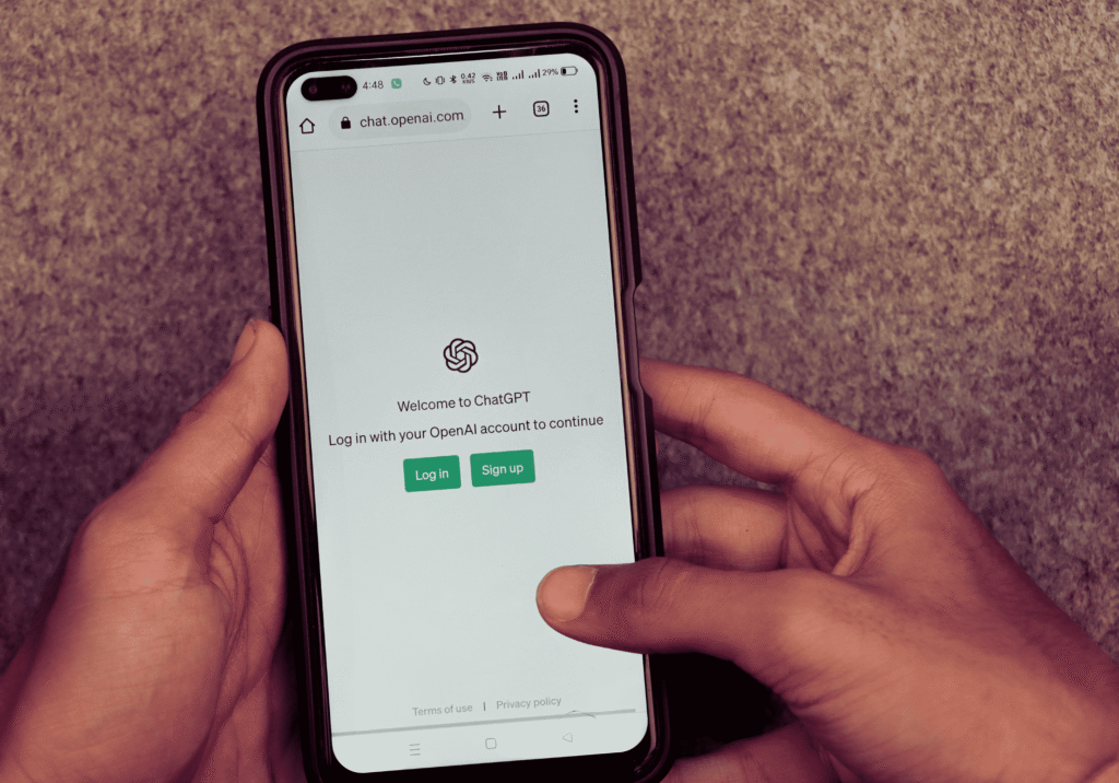 a user using chatgpt app on mobile device